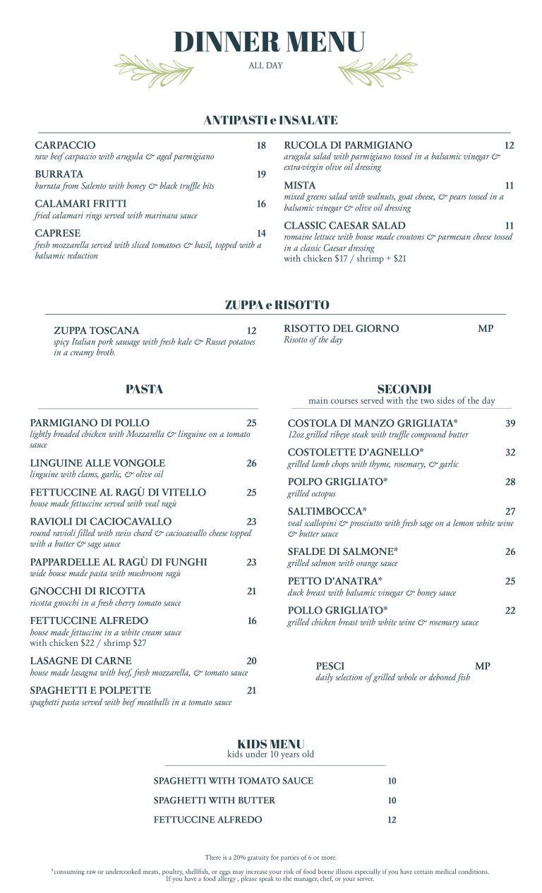 Gusto menu sales